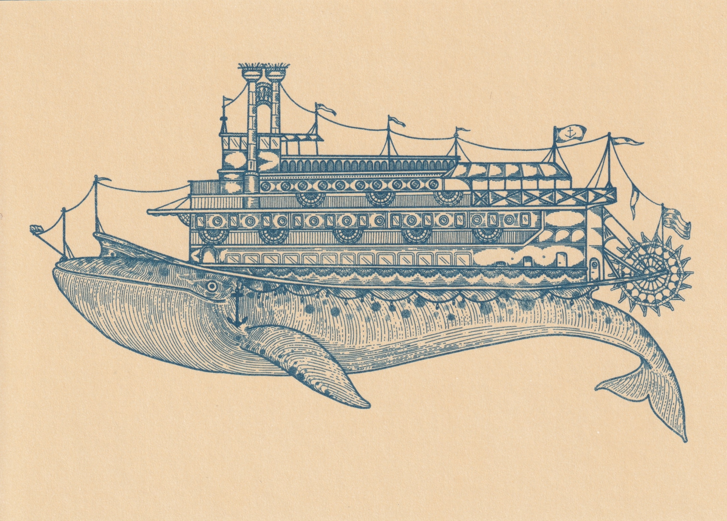  Vintage Ship, Whale and Hand Lettering Watercolor Ink