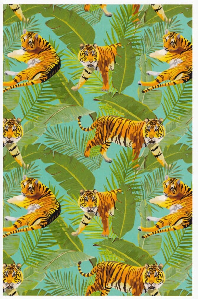 Tigers & Plants Jungle Pattern Postcard by Lantern Press